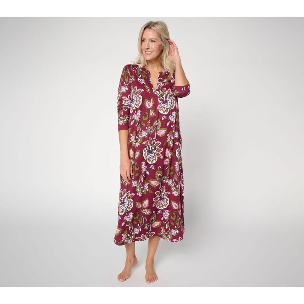 Carole Hochman Women's Sleepwear Sz L Feather Soft Long Gown Red A703175